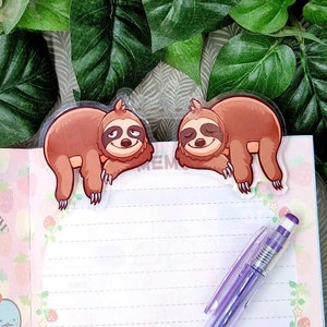 Chill Faultier Acryl-Tasche/Büroklammer | Taschenclip | Acryl Binder Clip | Kawaii Büroklammer | Dekoratives Lesezeichen Bürobedarf