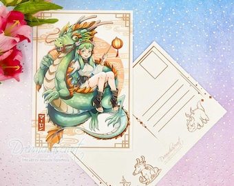 Year of the dragon ~ dragon postcard ~ Postcard Illustration ~ Cute Postcard Gifts ~ Illustration ~ Dreamchaserart