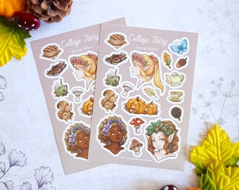 Cottage Fairy Sticker sheet  cute Bullet Journal fairy Themed Stickers, cottagecore, planner Stickers, Scrapbook, fairycore