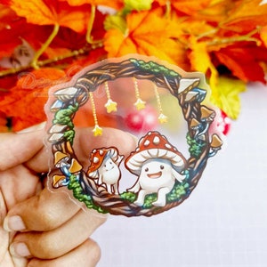 Adesivo in vinile trasparente (trasparente) Mushy Wreath - adesivo per diario - adesivi per planner - cancelleria kawaii - cottagecore - fungo