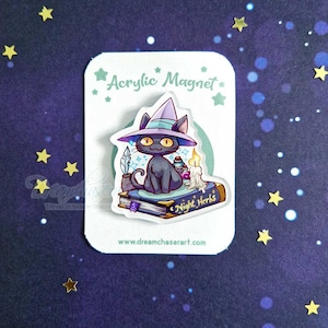 Witchy kitty magnet - cute cat - halloween - witchy - magic