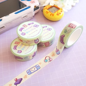 かわいいゲーマー和紙テープ〜緑のかわいい和紙プランナーテープ〜ゲーマーガールビデオゲーム和紙テープ〜dreamchaserartのかわいい文房具
