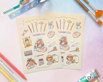 Cute Artsy Fartsy Sticker sheet - Kawaii Planner- stickers- Art - journalling - cute stationary