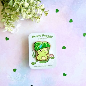 Leaf Froggy, enamel Pins, Cute frog pin,  Cottagecore