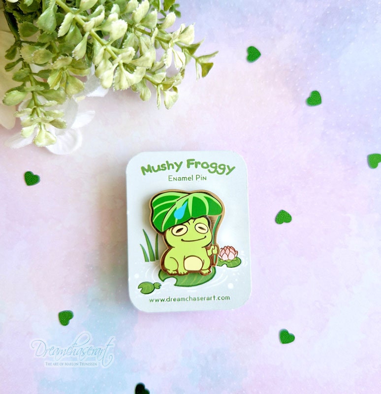 Leaf Froggy, enamel Pins, Cute frog pin,  Cottagecore