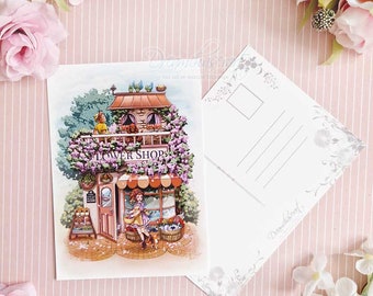 Fleuriste ~ Impression esthétique de carte postale ~ Illustration de carte postale ~ Cadeaux mignons de carte postale ~ Illustration ~ Dreamchaserart