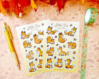 Little fox Sticker sheet - cute fox Planner- stickers- Art - journalling - cute stationary