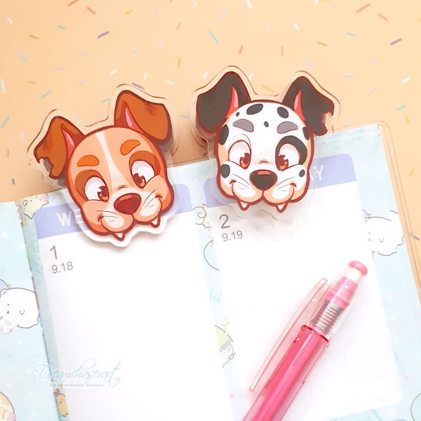 Cute Dog Acrylic Clip | Bag Clip | Acrylic Binder Clip | Kawaii Paper Clip | Decorative Bookmark | Office Stationery