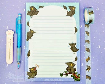 Freddy the crow memo block Double sided – A5 Letter Paper - Dragons Cute Stationery - Dreamchaserart  - crow