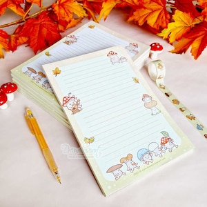 Blocco promemoria carino Mushy Mushy Bifacciale - Carta da lettere A5 - fungo Cancelleria carina - Dreamchaserart - Mushroomcore