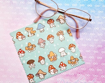 Kawaii Mushy Glasses Cloth - Little mushrooms - Cottagecore - Mushroomcore - lens cloths