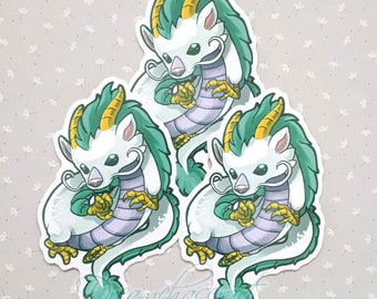 Cute chinese chibi dragon vinyl sticker - magnets