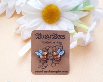 cute  bees stud earrings - cottagecore- bee