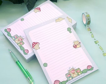 Cute Froggy Friends memo block Double sided - A5 Letter Paper - Froggy Cute Stationery - Dreamchaserart  - Frogs ~ Froggies