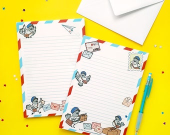 Kladblok Happy Mail Dubbelzijdig - A5 Briefpapier - Cute Stationery - snail mail letter pad | air mail notepad | paal kruising set