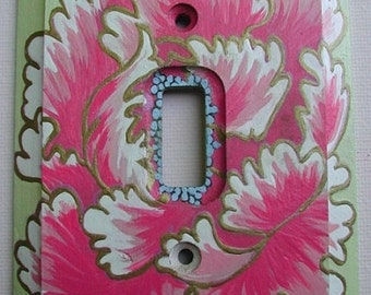 Placa de interruptor pintada a mano, interruptor de luz de palanca simple "Peonía"