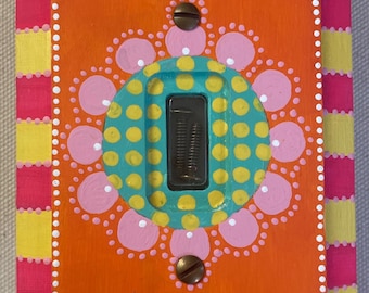Switch Plate Hand Painted Single Toggle Light Switch Cover &quot;Orange Blossom&quot;