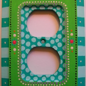 Switch Plate Hand Painted Two Plug Outlet Cover &quot;Turtle&quot;