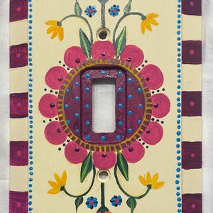 Switchplate hand painted unique single toggle switchplate bohemian aesthetic hand painted cottage core aesthetic