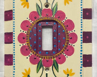 Schalterplatte handbemalt Einzelknebelschalter bohoästhetik handbemalt hüttenkernästhetik