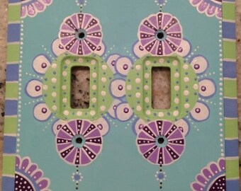 Hand Painted Double Toggle Light Switch Plate by Lynn McGrath "Cloud Nine"