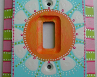 Switch Plate Hand Painted Single Toggle Art Light Switch Plate "DAISY"