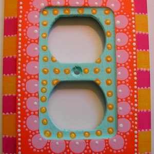 Switch Plate Hand Painted Two Plug Outlet Cover &quot;Orange Blossom&quot;