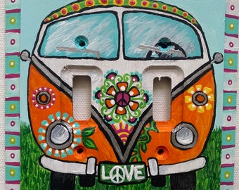 Hand Painted Hippie Bus Switch Plate