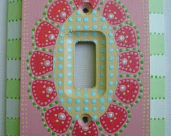 Switch plate Single Toggle Switch Plate Hand Painted Art Light Switch Cover &quot;Coral&quot;