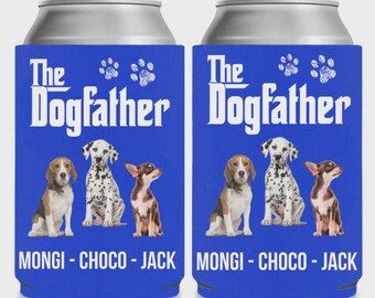 Personalized The Dogfather Can Cooler | Custom Dog Photo Can Holder | Gift for Dad | Father&#39;s Day Gift Idea