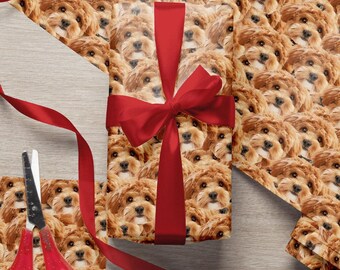 Custom Pet Wrapping Paper | Dog Face Photo Gift Wrap | Personalized Christmas Gift Wrap for Pet Owners