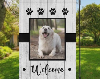 Personalized Dog Cat Garden Flag with Custom Photo, Pet Memorial Gift, Pet Welcome Yard Decor, Custom Pet Outdoor Flag