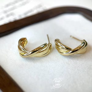 Twisted Spiral Hoops, Dainty 14K White Gold Twisted Hoop Earrings,Minimalist Earrings,Everyday Huggie Earrings,Birthday Gift ,Gift for Her