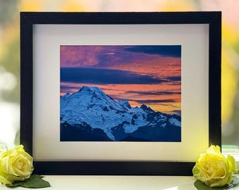 Mt. Baker Sunset Photography Print, Washington State Landscape Wall Art