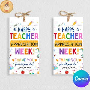 Editable Canva Template Teacher Appreciation Gift Tags Png, Thank You Teacher Gift Tag Png School Printable Gift Tags Labels Back to school