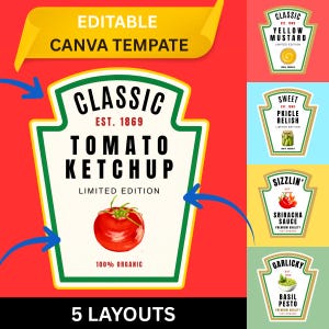 EDITABLE Condiments Canva Template Shirt Design PNG Tomato Sauce and Mustard Group Condiment SVG Labels Group Halloween Costume Matching png