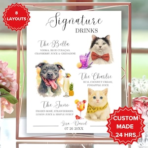 CUSTOMIZED Pet signature drink sign bar menu Dog sign Pet Dog cocktail Signature Dog Wedding Bridal shower PERSONALIZED Bride Groom Station
