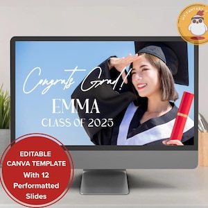 2025 Graduation Slideshow Video Canva Template Personalized With photos Powerpoint Class of 2025 End of School Video for Reunion or Ceremony