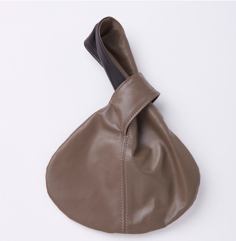 Leather Knot Bag Reversible Soft Leather Knot Bag Two looks in one bag Brown and Black