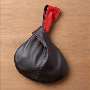 Leather Knot Bag Reversible Soft Leather Knot Bag Two looks in one bag Red and Black