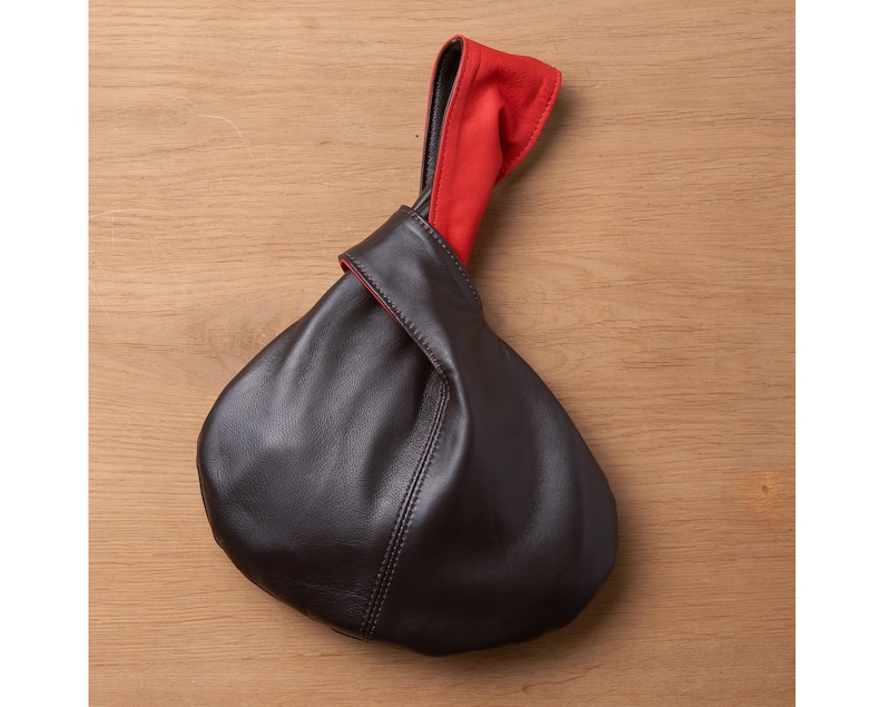 Leather Knot Bag Reversible Soft Leather Knot Bag Two looks in one bag Red and Black