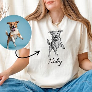 Custom Pet Portrait T-Shirt: Comfort Colors Dog Cat Graphic Tee