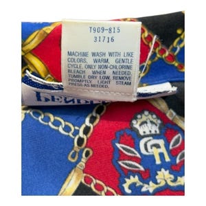 Vintage Pendleton Button Up Blouse Womens 16 Red Blue Crest Chain Link Print image 8