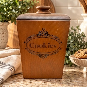 Vintage Wood Cookie Jar - Etsy