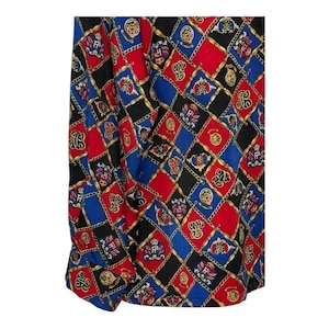 Vintage Pendleton Button Up Blouse Womens 16 Red Blue Crest Chain Link Print image 4