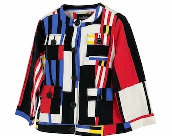 Vintage Brerek Mondrian Style Pop Art Jacket Primary Colorblock Geometric Medium
