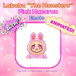 Labubu &quot;The Monsters&quot; Pink Macaron Animated Emote - YouTube, Twitch, Discord GIF + PNG files