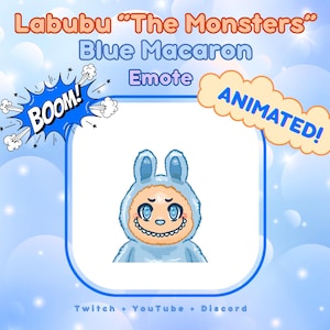 Labubu &quot;The Monsters&quot; Blue Macaron Animated Emote - YouTube, Twitch, Discord GIF + PNG files