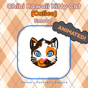 Kitty Cat (Calico) Chibi Kawaii Animated Spinning Emote - YouTube, Twitch, Discord GIF + PNG files