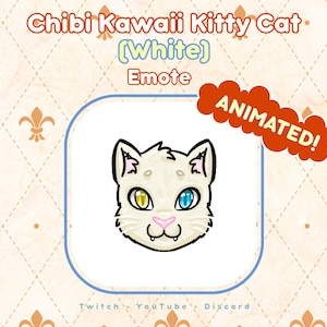 Kitty Cat (White) Chibi Kawaii Animated Spinning Emote - YouTube, Twitch, Discord GIF + PNG files